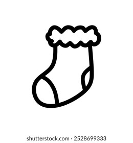 Christmas gift sock Icon, Christmas Sock Vector Icon, Hand drawn style illustration of Sock Line Art