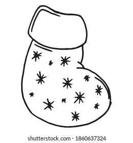 Christmas gift sock. Vector illustration of Santa's sock.