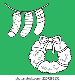 Christmas Gift Socks and Decoration Digital Stamp