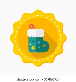 Christmas gift socks icon, vector illustration. Flat design style with long shadow,eps10