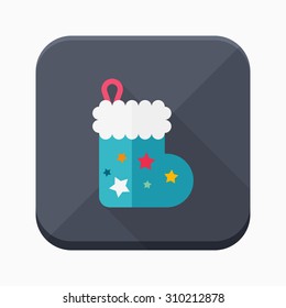 Christmas gift socks icon, vector illustration. Flat design style with long shadow,eps10