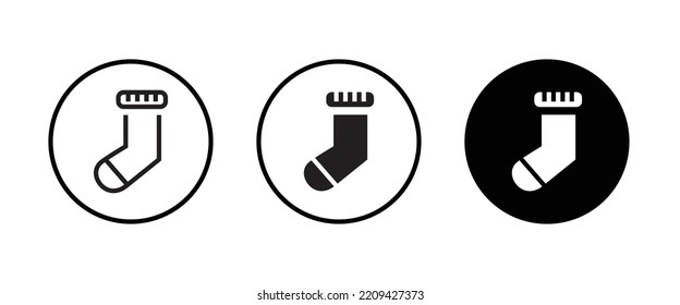 Christmas gift socks icons,editable stroke, flat design style isolated on white linear pictogram, button, vector, sign, symbol, logo, illustration