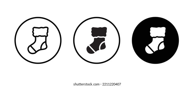 Christmas gift socks icons,editable stroke, flat design style isolated on white linear pictogram, button, vector, sign, symbol, logo, illustration