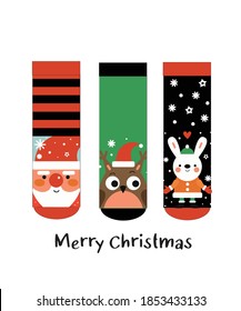 Christmas gift socks set. Vector images.