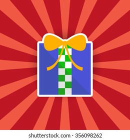 Christmas gift sticker on a bright background