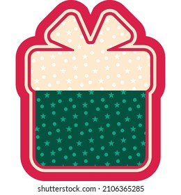 Weihnachtsgeschenk. Weihnachtsaufkleber, Vektorgrafik. Etikett mit Schneemuster