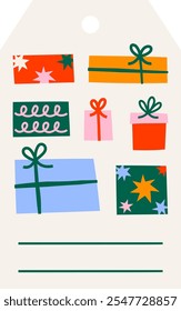 Christmas gift tag design. Cute holidays label vector template