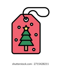Christmas Gift Tag, Discount Tag Vector Illustration, Filled Style Icon