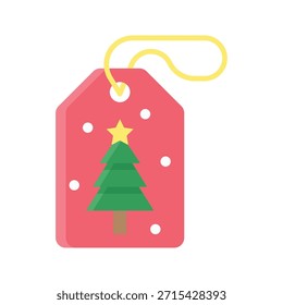 Etiqueta de regalo de Navidad, Ilustración vectorial de etiqueta de descuento, icono de estilo plano