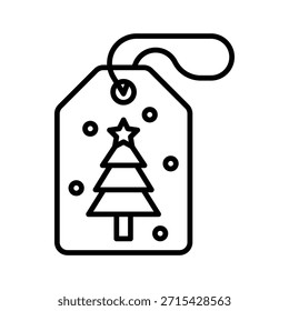 Etiqueta de presente de Natal, Ilustração de vetor de etiqueta de desconto, Ícone de estilo de linha