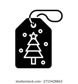 Etiqueta de regalo de Navidad, Ilustración vectorial de etiqueta de descuento, Icono de estilo sólido