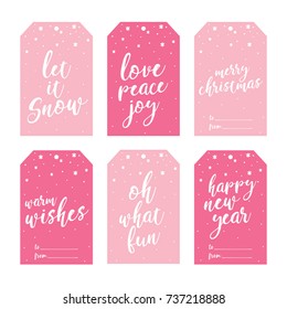 Christmas Gift Tag, Let it Snow Text, Merry Christmas Hang Tags, Gift Box Hang Tags, Warm Wishes Message, Gift Box Message,  Holiday Card Template Vector Illustration Background