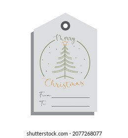 christmas gift tag with tree