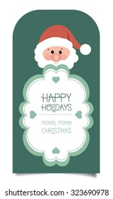 Christmas gift tag. Vector illustration. Cute Santa Claus
