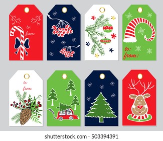 Christmas gift tags and labels.  Template for greeting scrap booking, congratulations, invitations and etc.Xmas design.