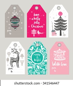 Christmas Gift Tags And Labels. Vector Illustration