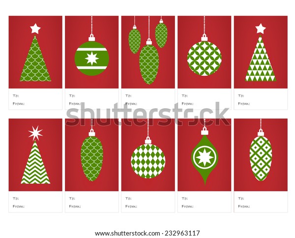 Christmas Gift Tags Red Green Christmas Stock Vector (Royalty Free ...