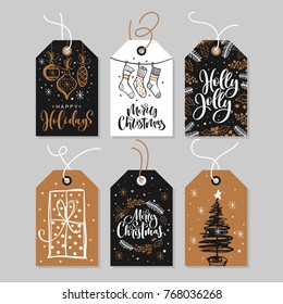 Christmas Gift Tags Set Handwritten Calligraphy Stock Vector (Royalty ...