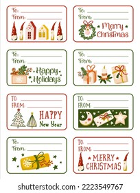 Christmas gift tags. Christmas small business packaging vector label