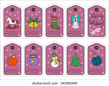 CHRISTMAS GIFT TAGS, STICKERS AND LABELS. Template for Greeting Scrap booking, Congratulations, Invitations.