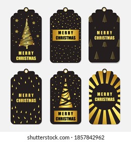 Christmas gift tags template set. Vector Christmas giftor letter labels design. Festive collection of   gold Christmas labels. Ready to use gift tags. Vector