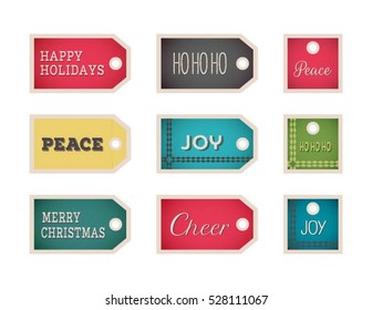 Christmas gift tags template set. Vector holiday collection of design elements on a white background