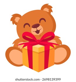 Presente de Natal e ursinho Ilustração Vetor