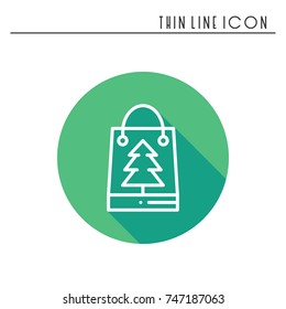 Christmas gift thin line icon. Present shopping, sale. New Year celebration outline decorated pictogram. Xmas winter sell-out element. Vector simple flat linear design. Logo illustration. Symbols