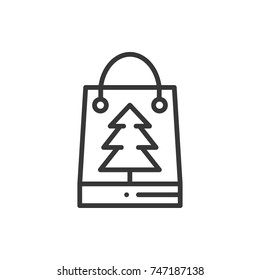 Christmas gift thin line icon. Present shopping, sale. New Year celebration outline decorated pictogram. Xmas winter sell-out element. Vector simple flat linear design. Logo illustration. Symbols