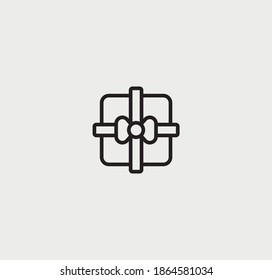 Christmas gift top view. Linear style.