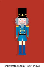 Christmas gift, toy Nutcracker
Vector illustration on red background 