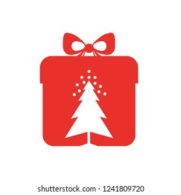 Christmas gift with a Christmas tree.