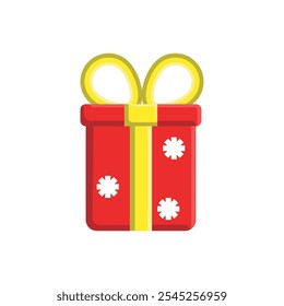 Christmas gift vector icon, happy new year celebration gift, anniversary gift design vector illustration, isolated on white background. 