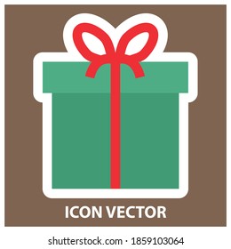 Christmas gift vector illustration, New Year gift, gift box with ribbon isolated on color background. good for labels, greeting cards, web, tags, etc.