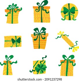 Christmas gift vector illustration set.