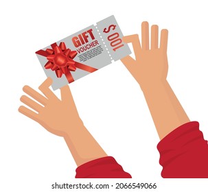 Christmas gift voucher card template vector illustration. discount coupon code promotion. Happy holiday and new year concept.