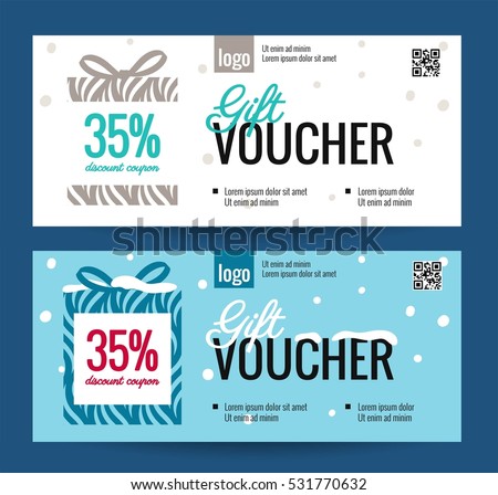 Christmas Gift Voucher Coupon Discount Gift Stock Vector (Royalty Free