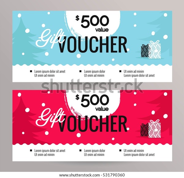 Christmas Gift Voucher Coupon Discount Gift Stock Vector (Royalty Free