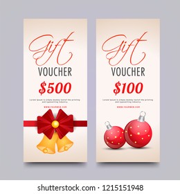 Christmas Gift Voucher or Coupon set with best discount price for advertisement concept.