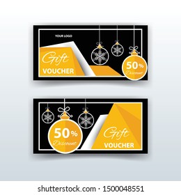 Christmas gift voucher set. Vector ticket, coupon, discount sale banners