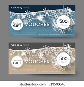 Christmas Gift Voucher With Snowflakes, Long Shadow Effect