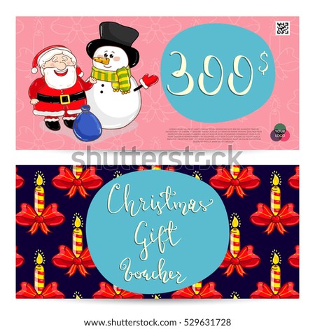 Christmas Gift Voucher Template Gift Coupon 스톡 벡터(사용료 없음) 529631728