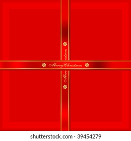 Christmas Gift Wrap with Silky Red Ribbons (Vector)