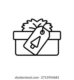 Icono de línea de regalo envuelto de regalo de Navidad: Festiva Surprise
