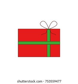 christmas gift wrapped ribbon and bow decoration vector illustration