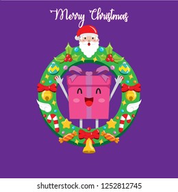 Christmas Gift with wreath, Flat Design Style Eps 10. 4
