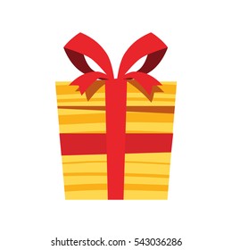 Christmas gift - yellow box and red ribbon