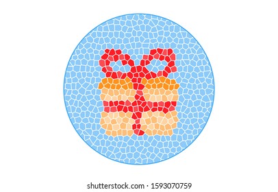 Christmas Giftbox stained glass style in circle background vector illustration
