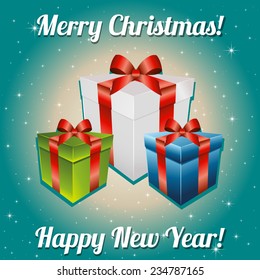 Christmas gifts with bow and ribbon