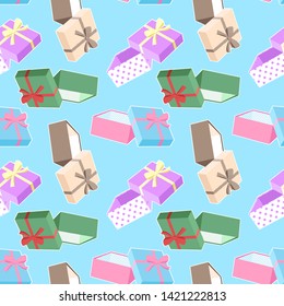 
Christmas gifts boxes seamless pattern